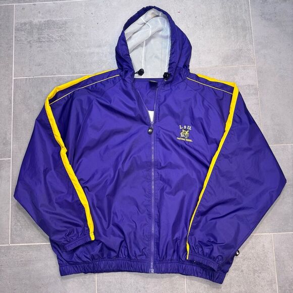 LSU Starter Windbreaker Hooded Jacket - Large - Embroidered Logo - Picture 1 of 10